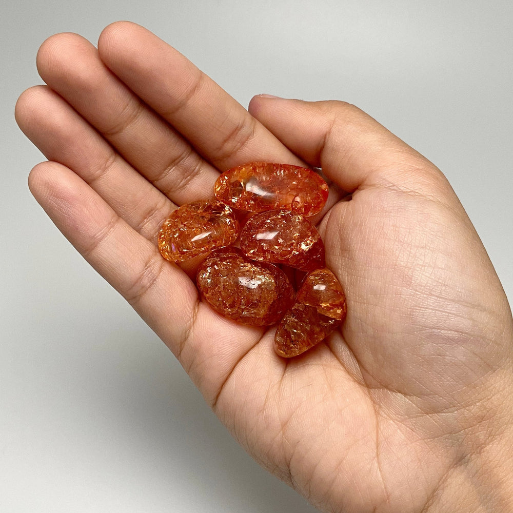 Orange Crackle Quartz Small Tumbles Pouch - Rocks and Gems Canada