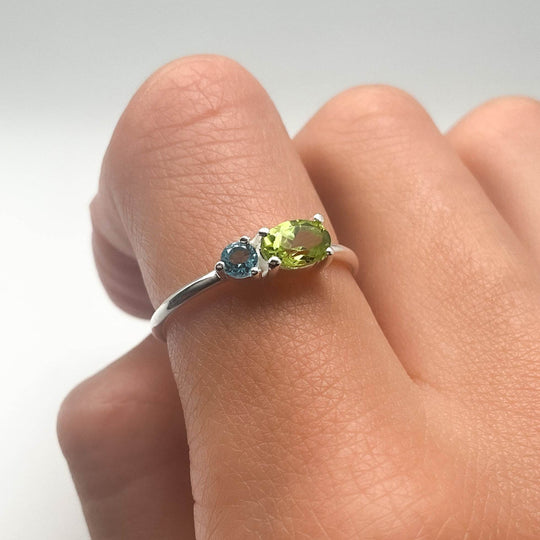 Peridot and Blue Topaz Ring-Rocks and Gems Canada