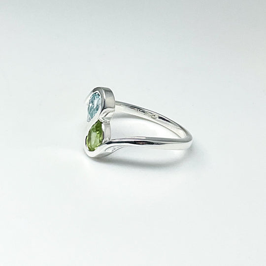 Peridot and Blue Topaz Ring-Rocks and Gems Canada