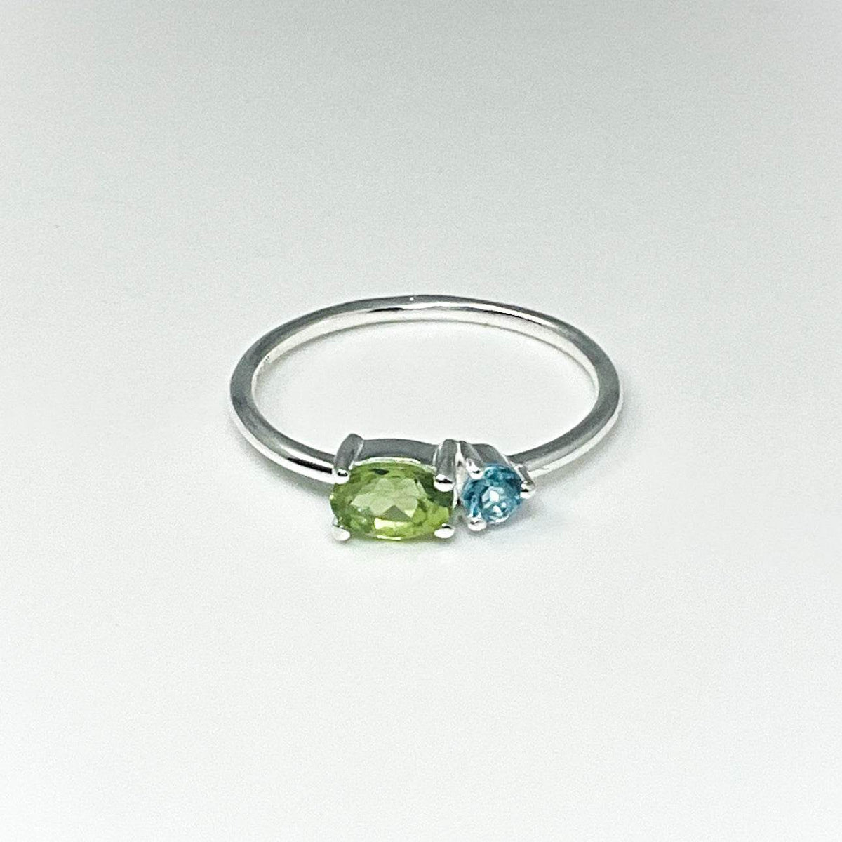 Peridot and Blue Topaz Ring-Rocks and Gems Canada