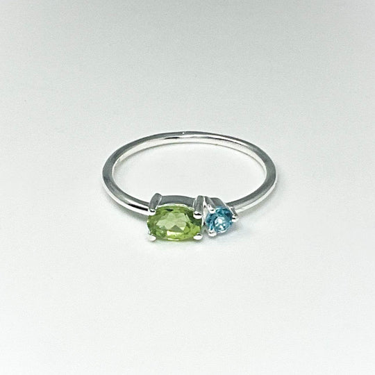 Peridot and Blue Topaz Ring-Rocks and Gems Canada