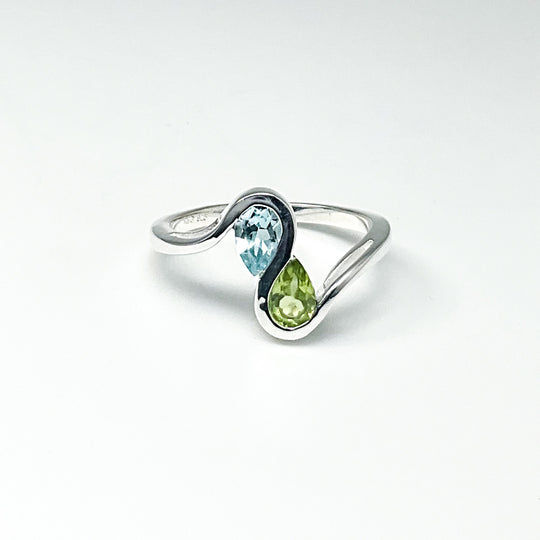 Peridot and Blue Topaz Ring-Rocks and Gems Canada