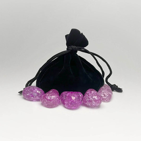 Pink Crackle Quartz Small Tumbles Pouch-Rocks and Gems Canada