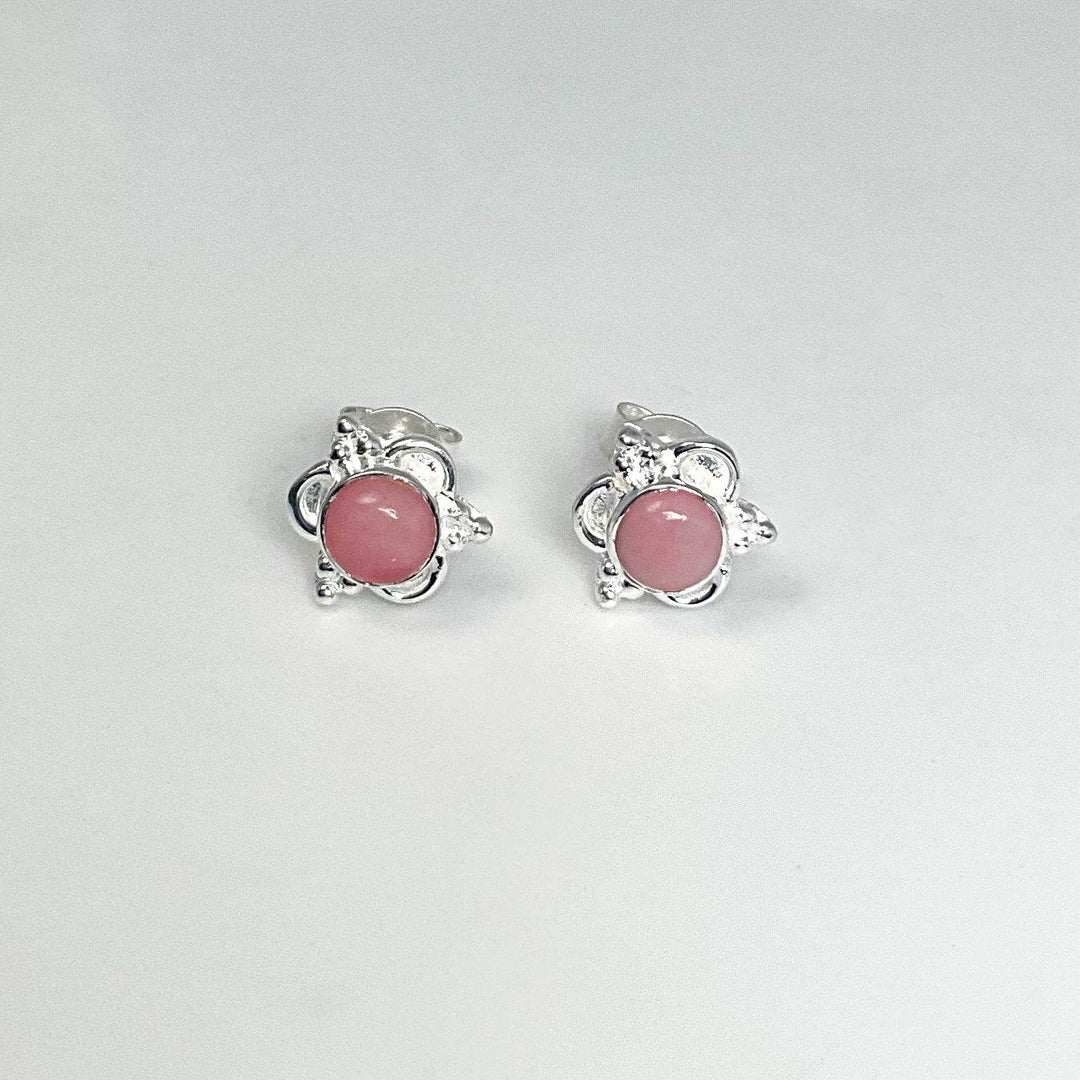 Pink Peruvian Opal Stud Earrings-Rocks and Gems Canada