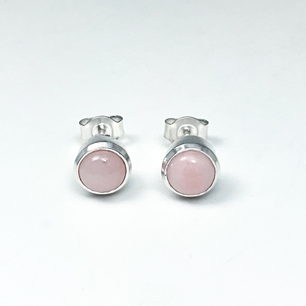 Pink Peruvian Opal Stud Earrings-Rocks and Gems Canada