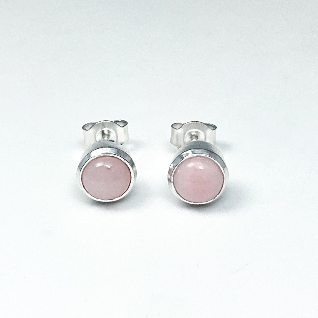 Pink Peruvian Opal Stud Earrings-Rocks and Gems Canada