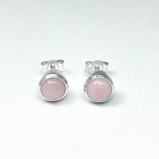 Pink Peruvian Opal Stud Earrings-Rocks and Gems Canada