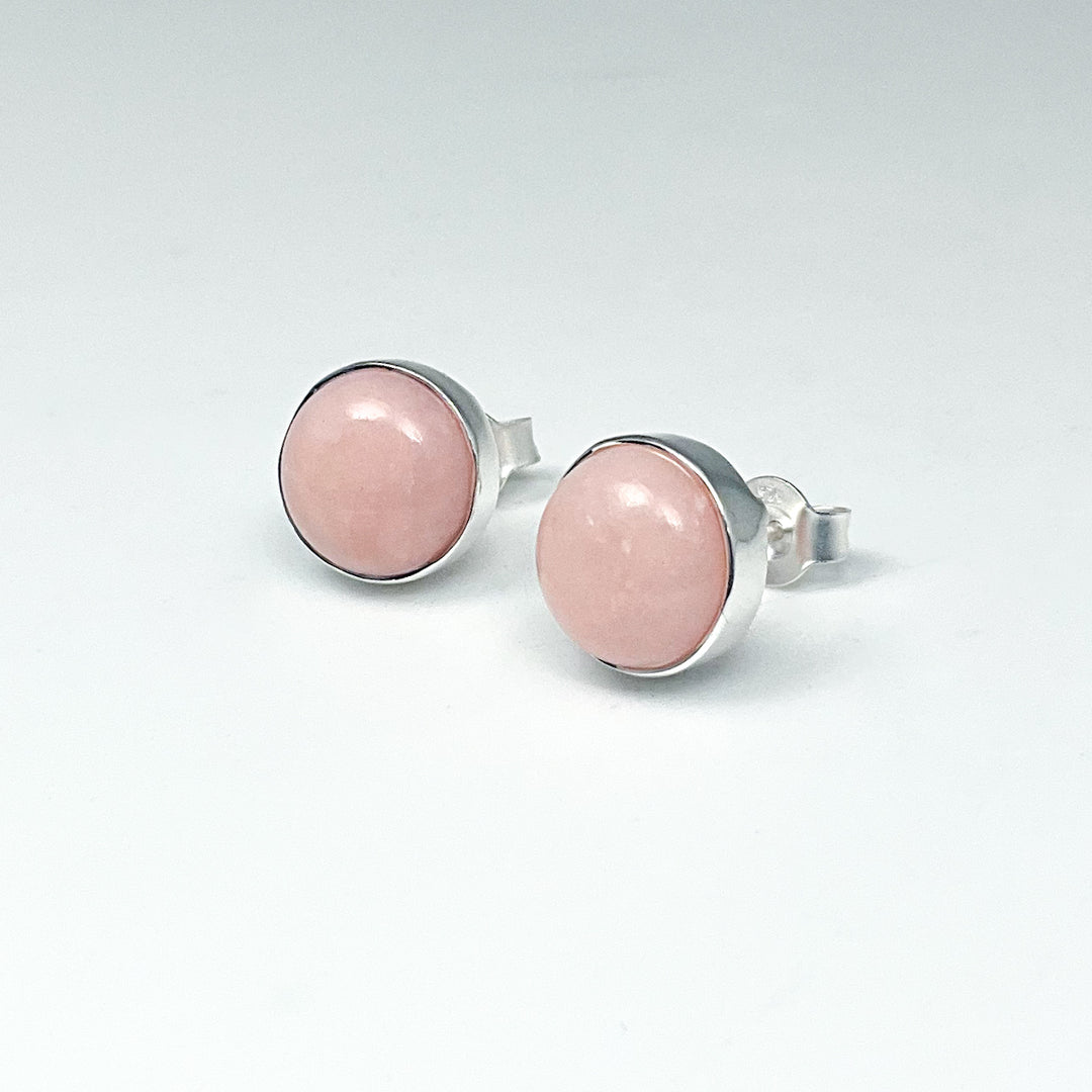Pink Peruvian Opal Stud Earrings-Rocks and Gems Canada