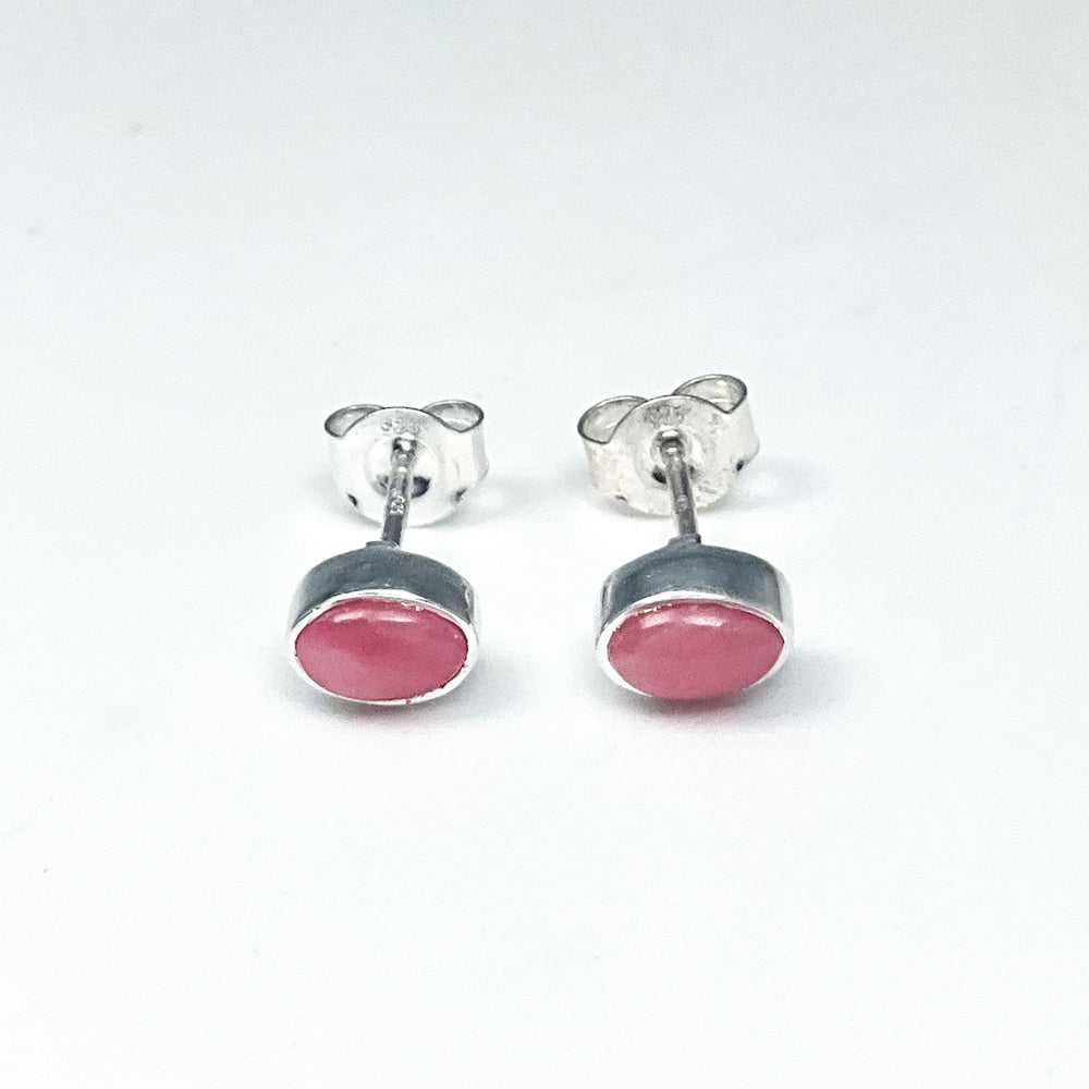Pink Peruvian Opal Stud Earrings-Rocks and Gems Canada