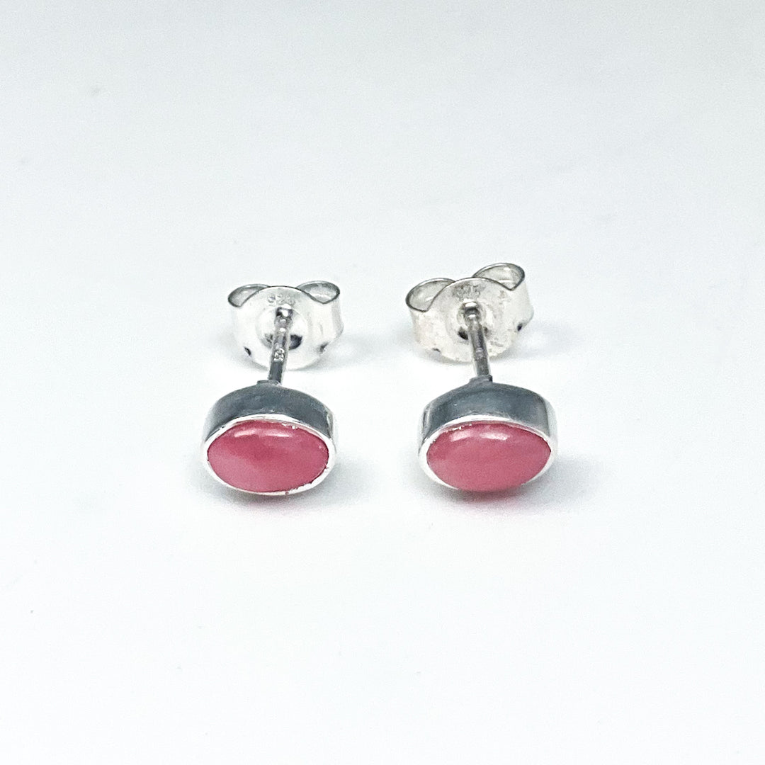 Pink Peruvian Opal Stud Earrings-Rocks and Gems Canada