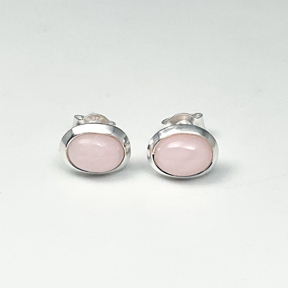 Pink Peruvian Opal Stud Earrings-Rocks and Gems Canada