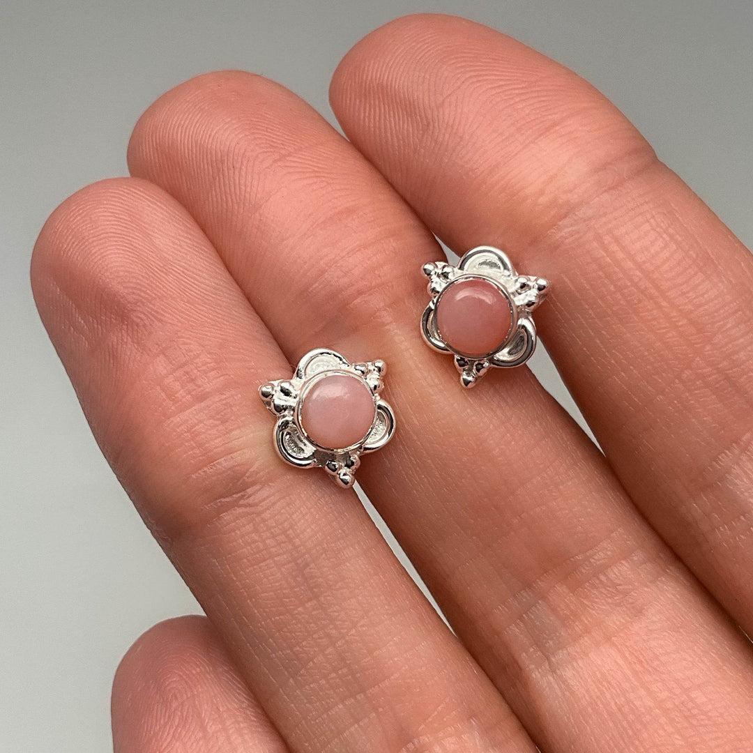 Pink Peruvian Opal Stud Earrings-Rocks and Gems Canada