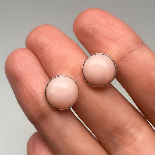 Pink Peruvian Opal Stud Earrings-Rocks and Gems Canada