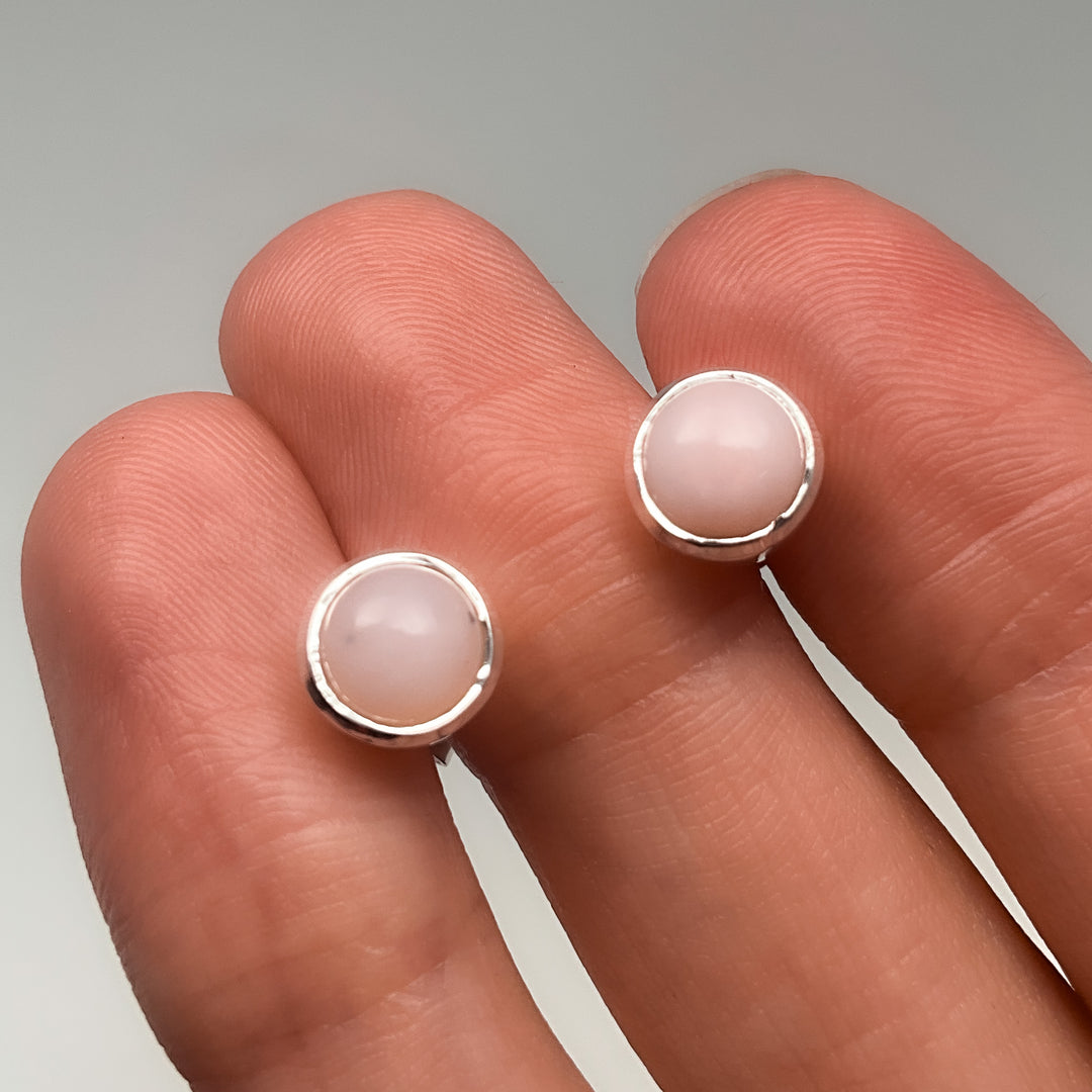 Pink Peruvian Opal Stud Earrings-Rocks and Gems Canada