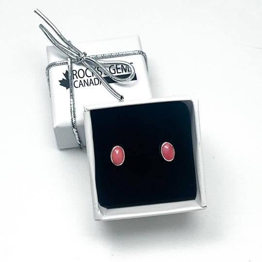 Pink Peruvian Opal Stud Earrings-Rocks and Gems Canada