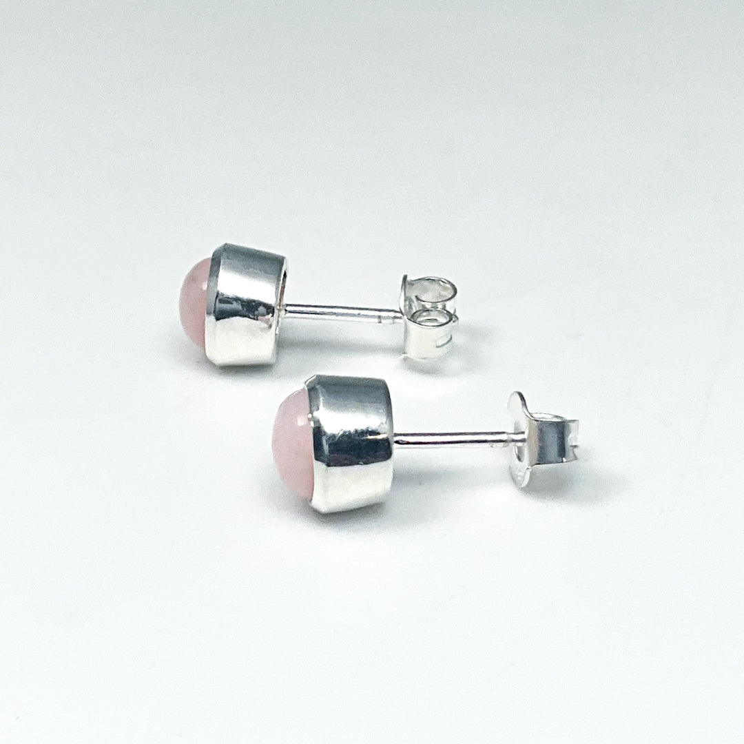 Pink Peruvian Opal Stud Earrings-Rocks and Gems Canada