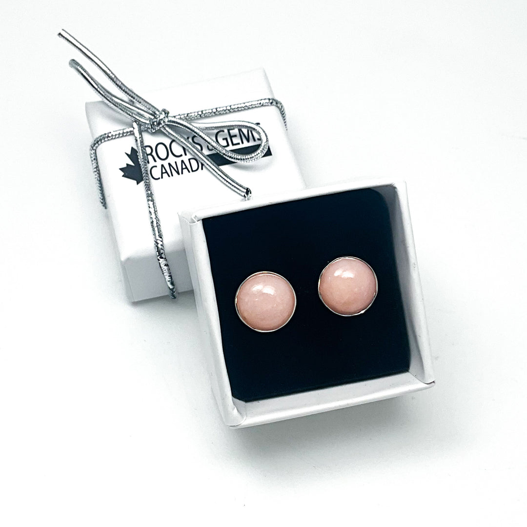 Pink Peruvian Opal Stud Earrings-Rocks and Gems Canada