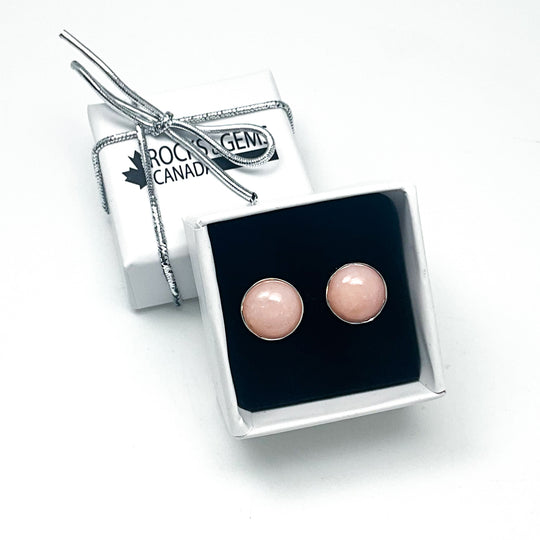 Pink Peruvian Opal Stud Earrings-Rocks and Gems Canada