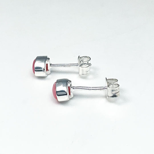 Pink Peruvian Opal Stud Earrings-Rocks and Gems Canada