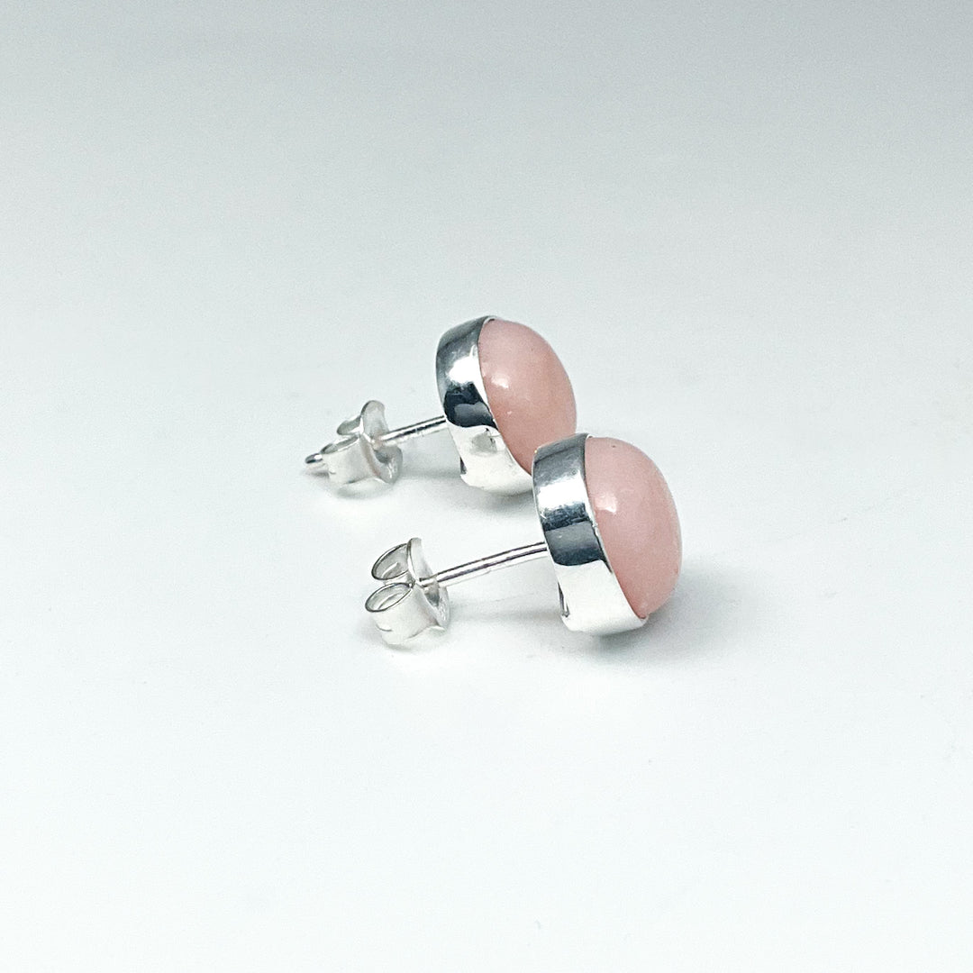 Pink Peruvian Opal Stud Earrings-Rocks and Gems Canada