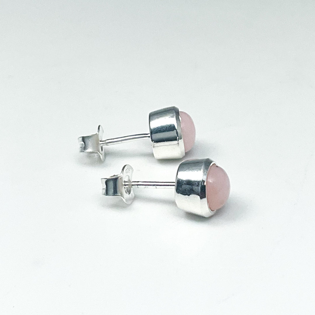 Pink Peruvian Opal Stud Earrings-Rocks and Gems Canada