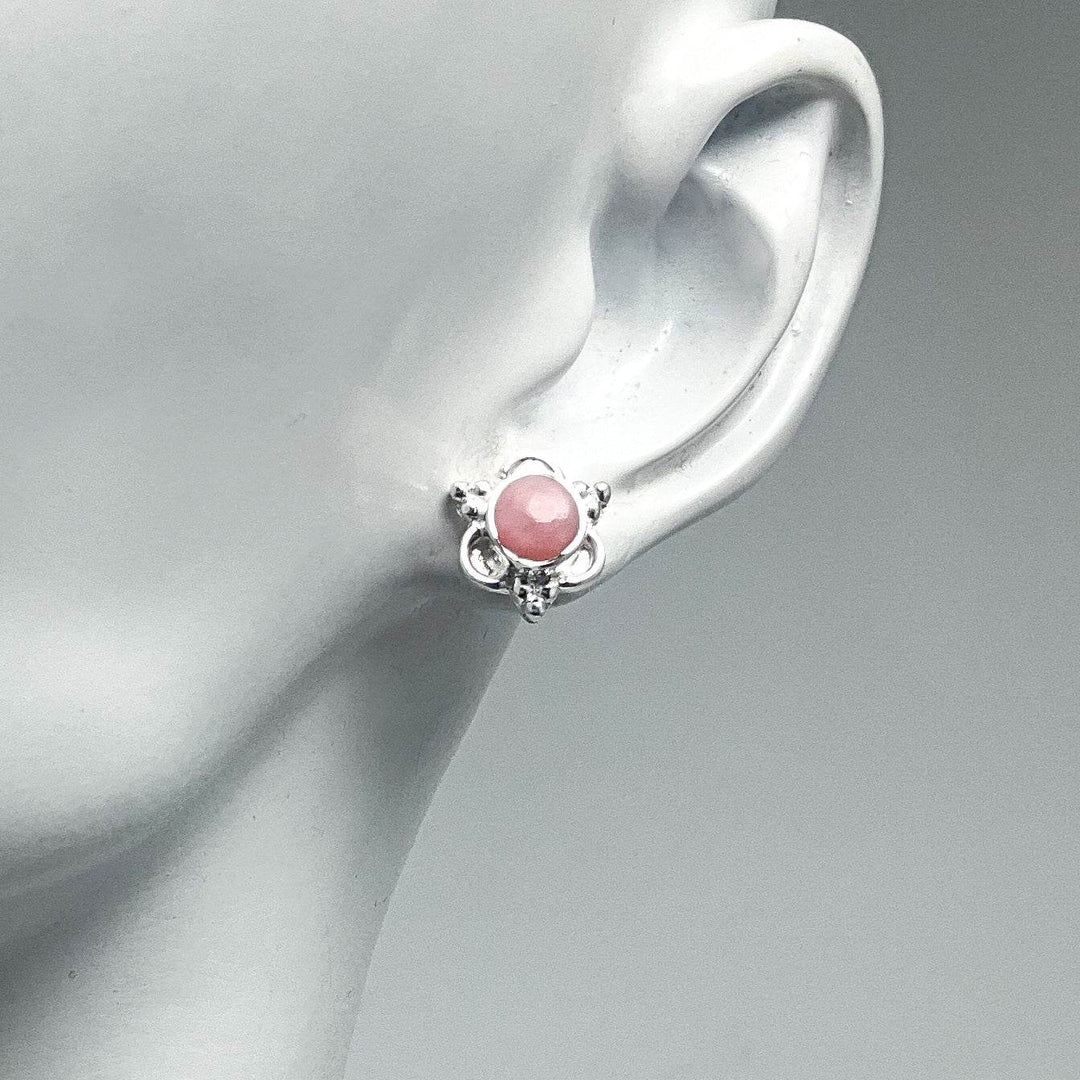 Pink Peruvian Opal Stud Earrings-Rocks and Gems Canada