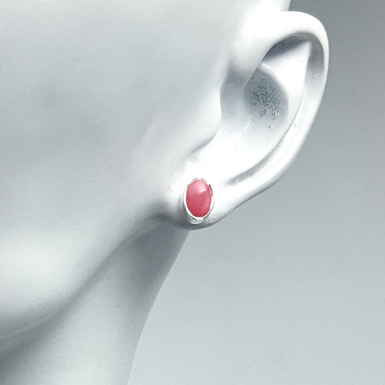 Pink Peruvian Opal Stud Earrings-Rocks and Gems Canada
