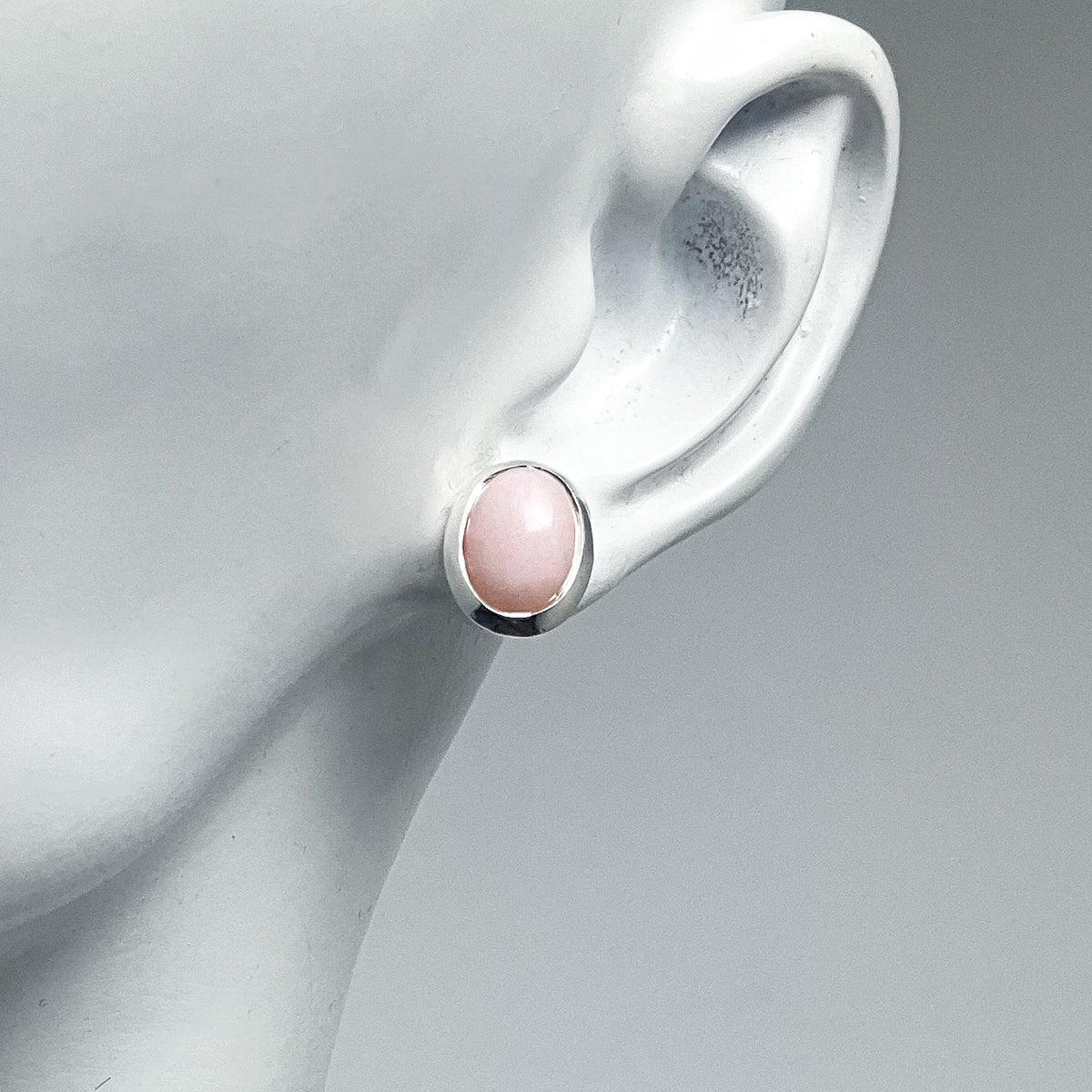 Pink Peruvian Opal Stud Earrings-Rocks and Gems Canada