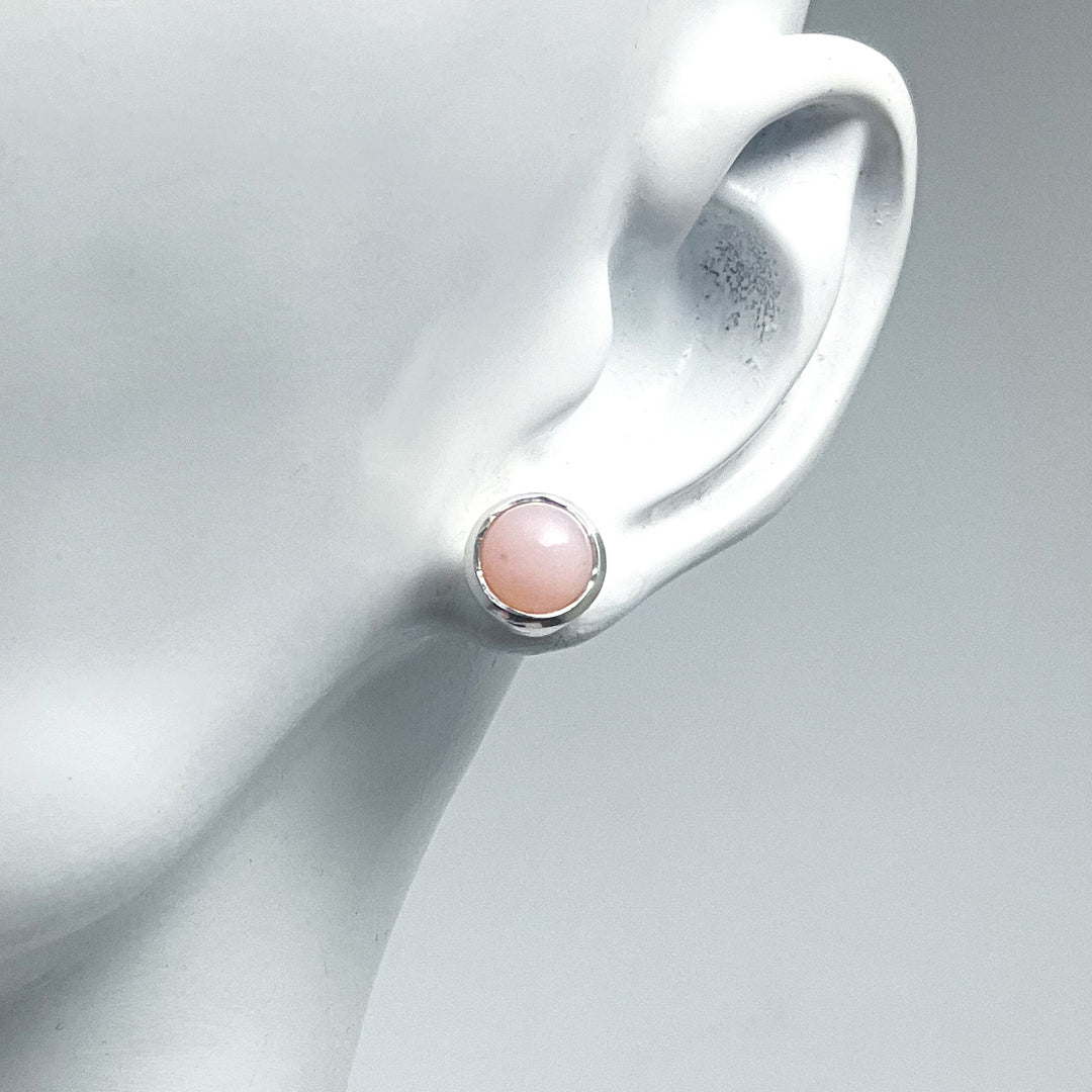 Pink Peruvian Opal Stud Earrings-Rocks and Gems Canada