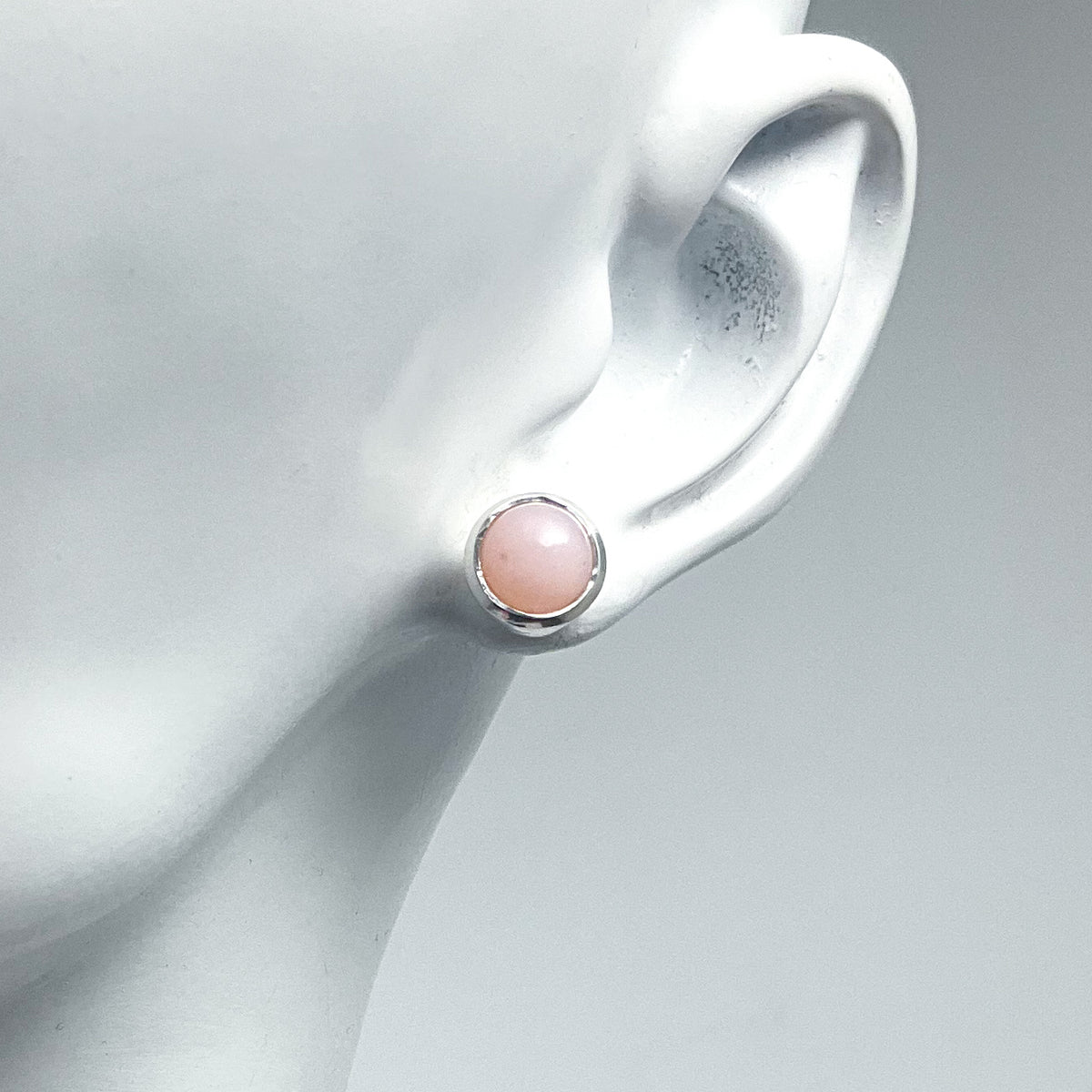 Pink Peruvian Opal Stud Earrings-Rocks and Gems Canada