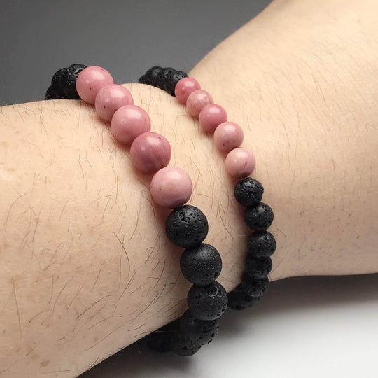Pink Rhodonite Beaded Bracelet-Rocks and Gems Canada