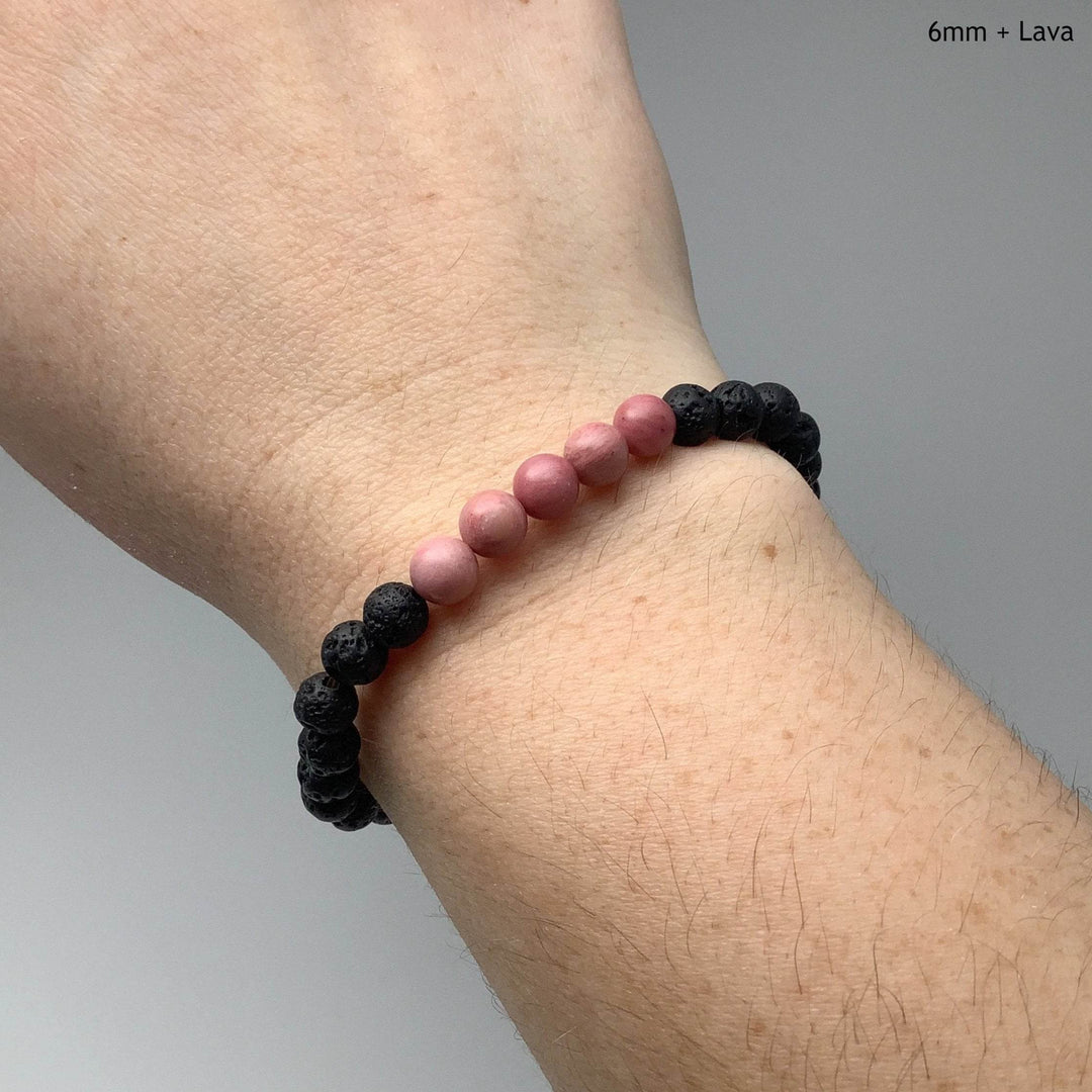 Pink Rhodonite Beaded Bracelet-Rocks and Gems Canada