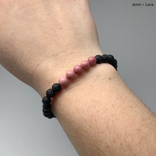 Pink Rhodonite Beaded Bracelet-Rocks and Gems Canada
