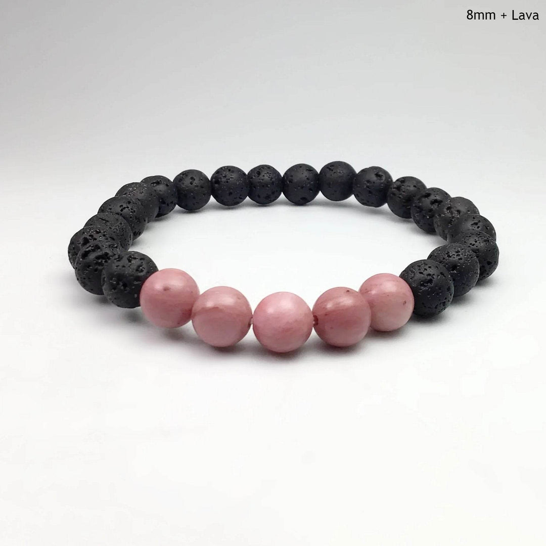 Pink Rhodonite Beaded Bracelet-Rocks and Gems Canada
