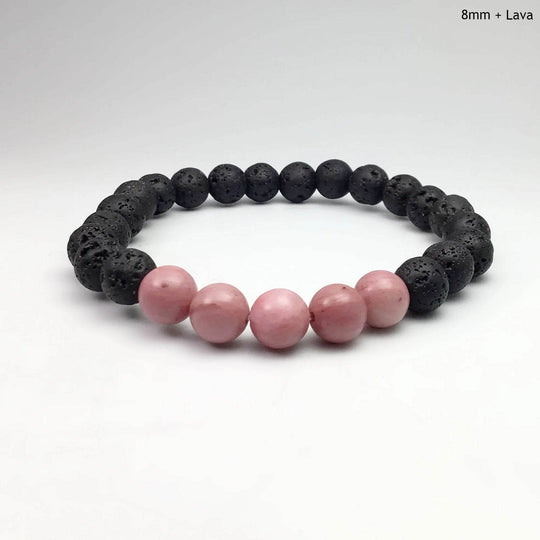 Pink Rhodonite Beaded Bracelet-Rocks and Gems Canada