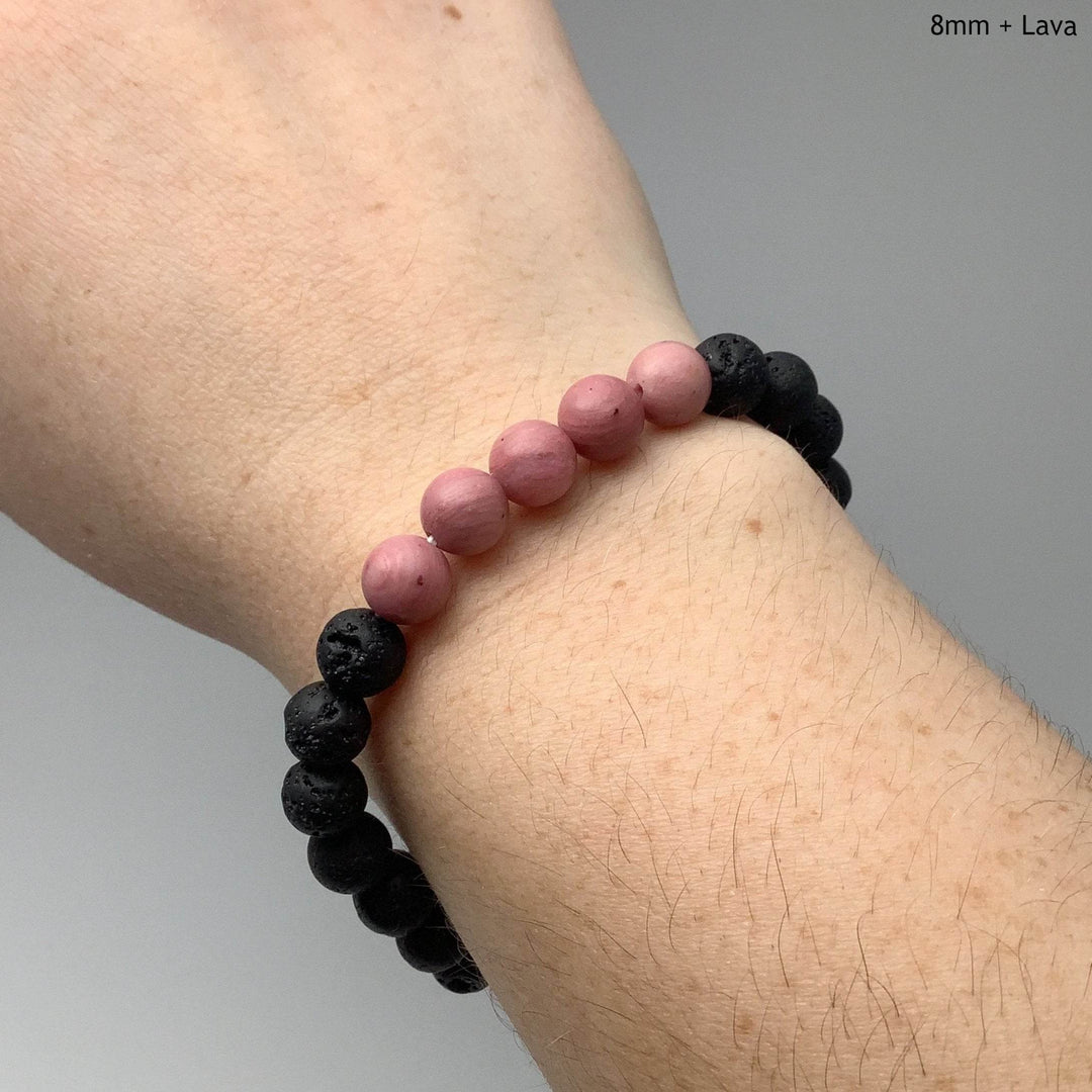 Pink Rhodonite Beaded Bracelet-Rocks and Gems Canada