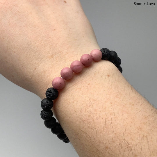 Pink Rhodonite Beaded Bracelet-Rocks and Gems Canada