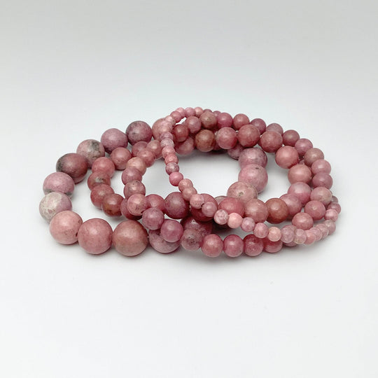 Pink Rhodonite Beaded Bracelet-Rocks and Gems Canada