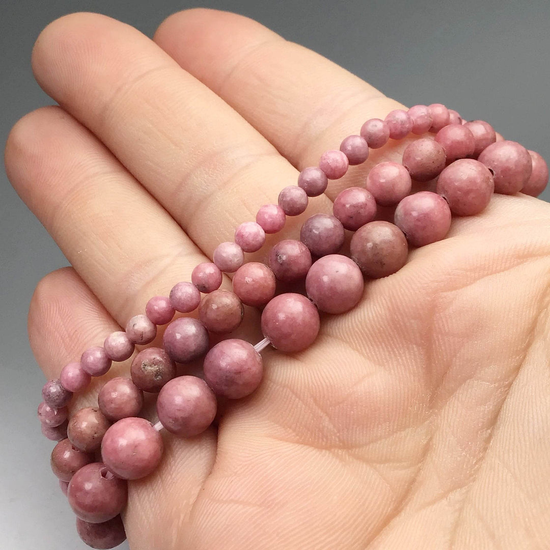 Pink Rhodonite Beaded Bracelet-Rocks and Gems Canada