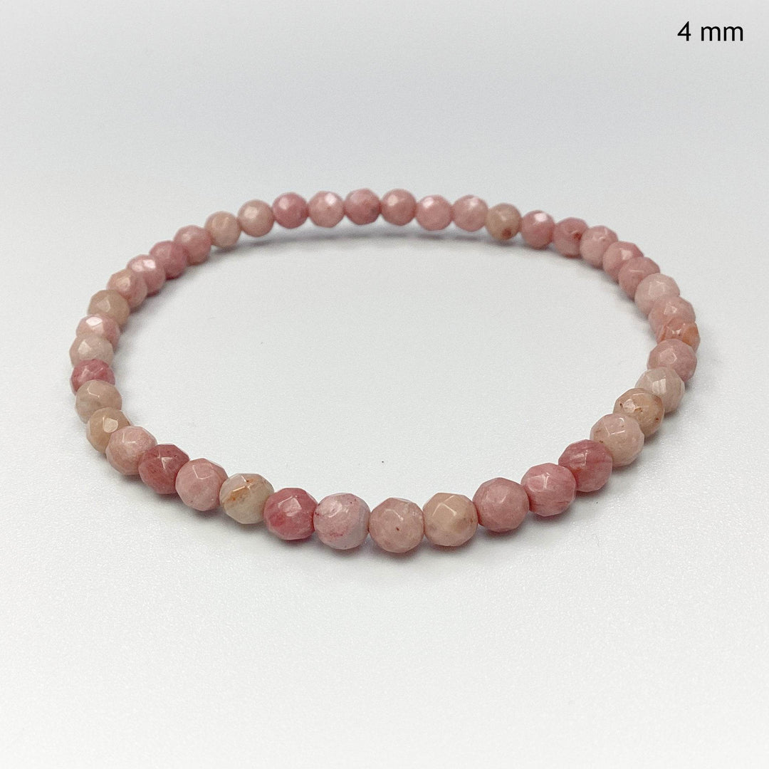 Pink Rhodonite Faceted Beaded Bracelet-Rocks and Gems Canada