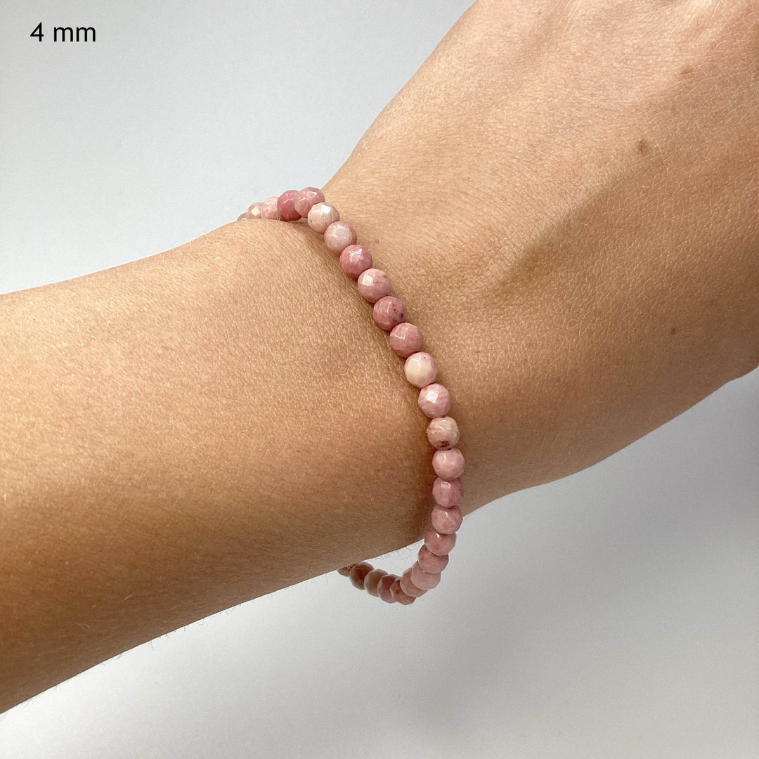 Pink Rhodonite Faceted Beaded Bracelet-Rocks and Gems Canada