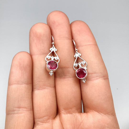 Pink Tourmaline Dangle Earrings-Rocks and Gems Canada