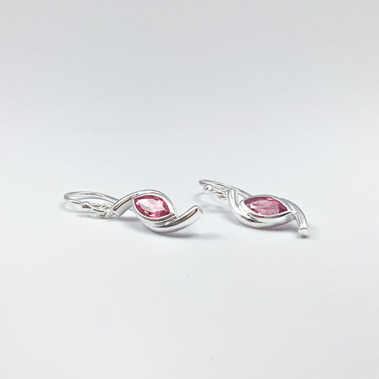 Pink Tourmaline Dangle Earrings-Rocks and Gems Canada