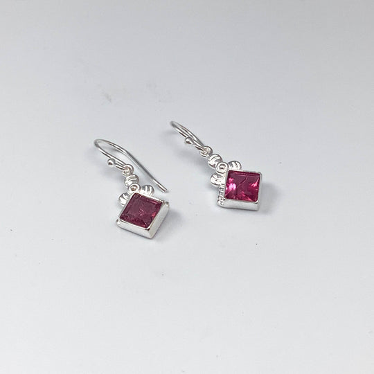Pink Tourmaline Dangle Earrings-Rocks and Gems Canada