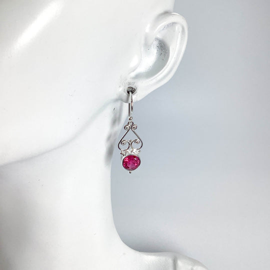Pink Tourmaline Dangle Earrings-Rocks and Gems Canada
