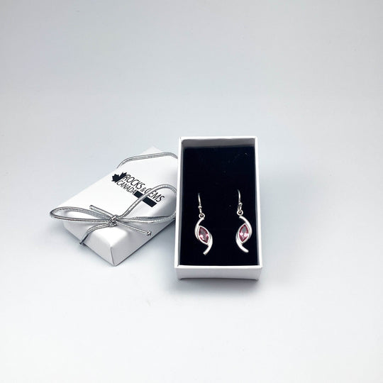 Pink Tourmaline Dangle Earrings-Rocks and Gems Canada