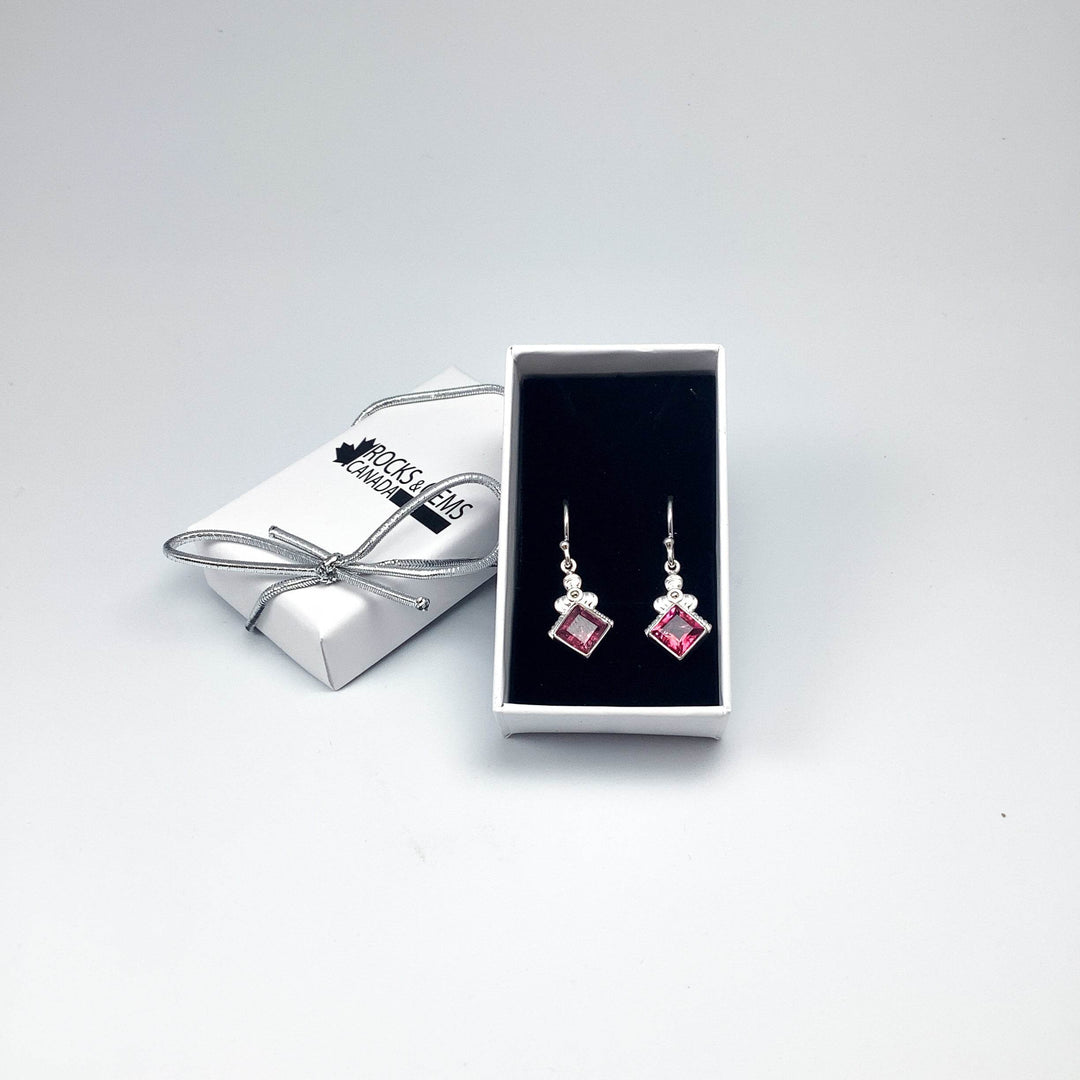 Pink Tourmaline Dangle Earrings-Rocks and Gems Canada