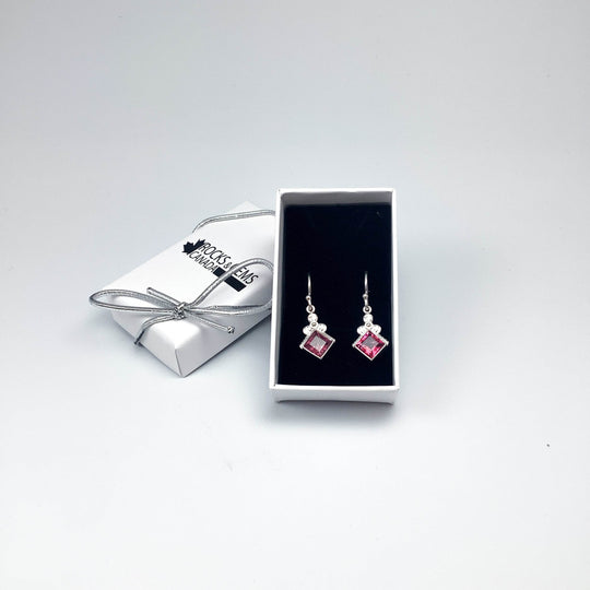 Pink Tourmaline Dangle Earrings-Rocks and Gems Canada
