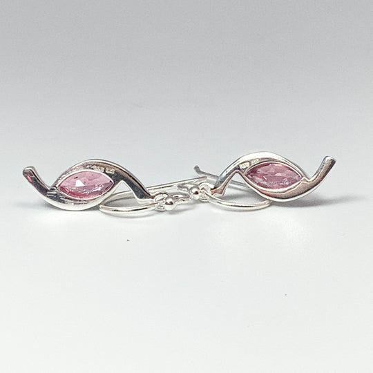 Pink Tourmaline Dangle Earrings-Rocks and Gems Canada