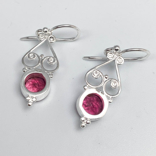 Pink Tourmaline Dangle Earrings-Rocks and Gems Canada